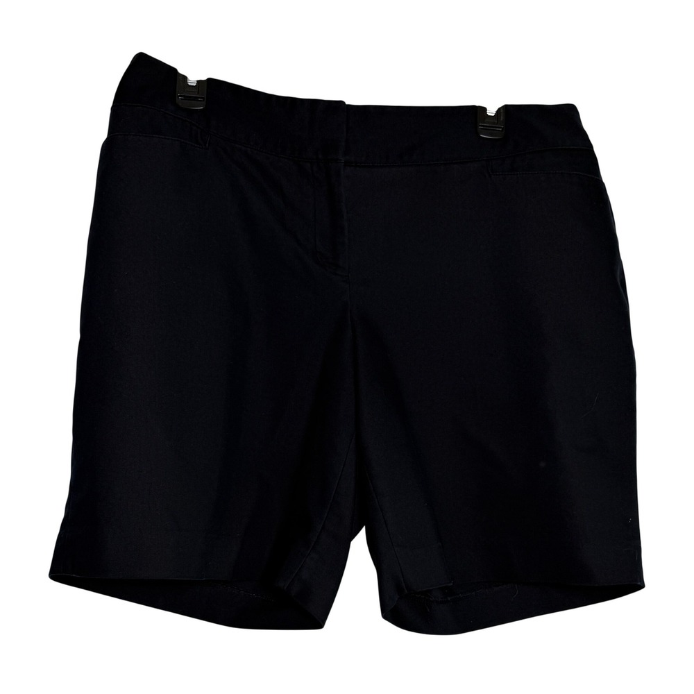 Lane Bryant Black Chino Shorts Womens 14 Mid Rise Stretch Cotton Blend 8.5in